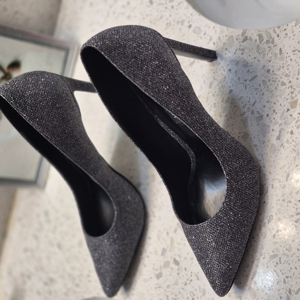 Elegant Black Glitter Women's Heels